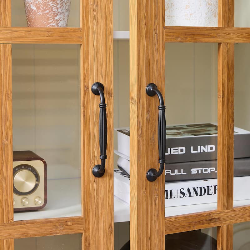 Roomfitters 71.2'' Pantry Cabinet with Glass Door, Farmhouse Display Cabinet with Storage for Kitchen and Hallways