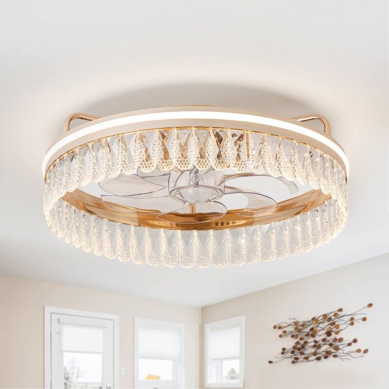 20-In LED Rosa Gold Chandelier Ceiling Fan with Light Remote(7-blade)