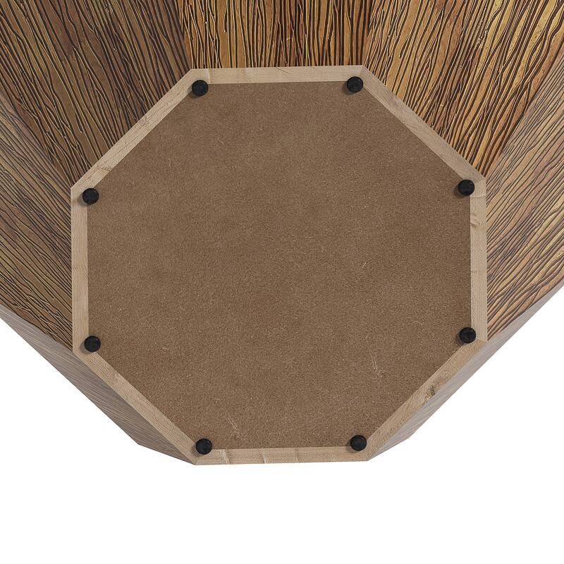 31.5" Octagonal Rubber Wood Coffee Table for Living Room, Bedroom