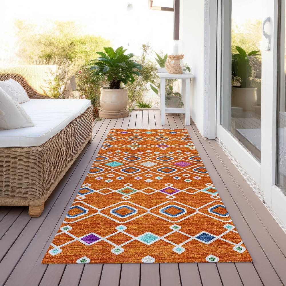 Machine Washable Indoor/ Outdoor Global Contempory Chantille Rug