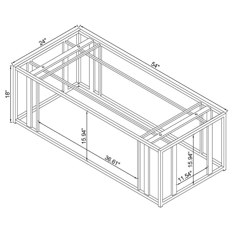 Adri Rectangular Glass Top Metal Frame Coffee Table