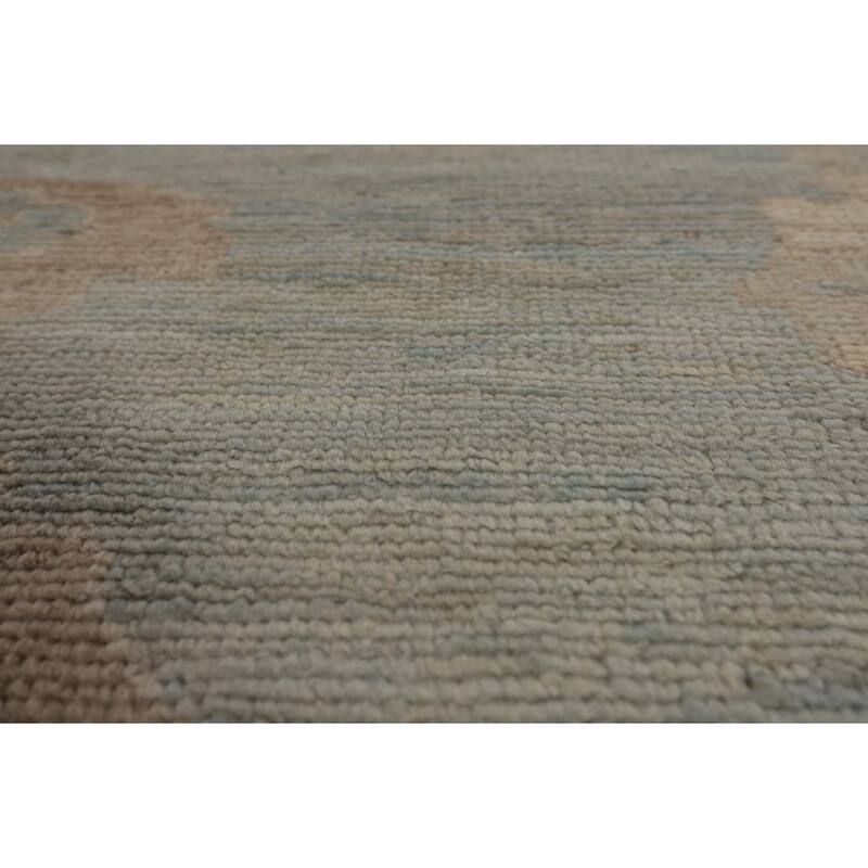 Vegetable Dye Oushak Turkish Large Area Rug Handmade Blue Wool Carpet - 12'3"x 14'6"