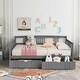 preview thumbnail 2 of 25, Full Size Solid Wood Frame Daybed Wood Bed with Two Drawers and Three Sides Rails,Easy Assemble