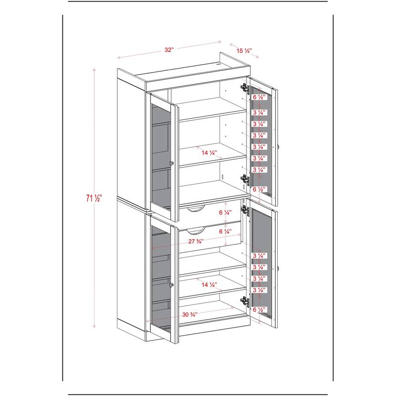 Palace Imports 100% Solid Wood 32" Bathroom Cabinet with Frosted Glass Doors, 2-Drawers and Adjustable Shelves