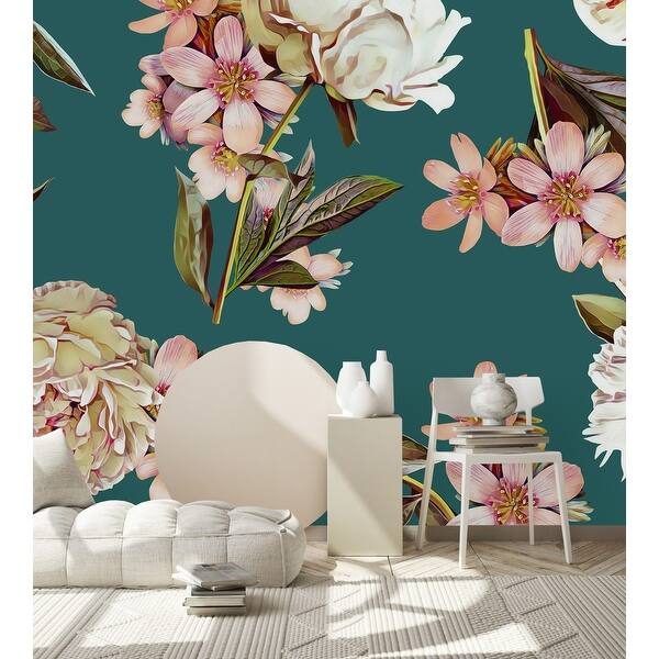 Dark Wallpaper with Flowers Peel and Stick and Prepasted - Bed Bath ...