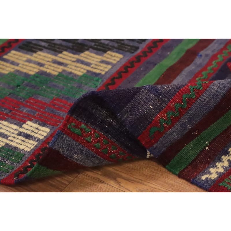 Hand Woven Oriental 100% Wool Carpet Southwestern Tribal Multi-Colored Kilim Area Rug - 10' 3'' X 5' 8''