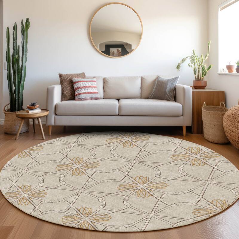 Premium Washable Super Soft Contemporary Tangle Mayfield Rug - Ivory - 8' x 8'