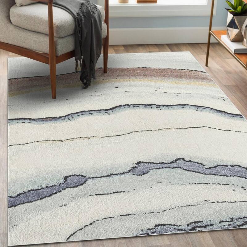 Luxe Weavers Modern Sunset Marbled Abstract Area Rug, Stain-Resistant Carpet - 9' x 12' - Multi