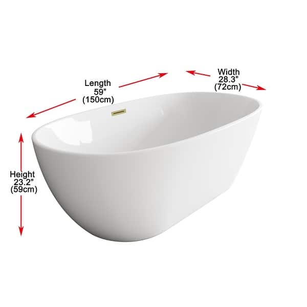 dimension image slide 5 of 16, Adler Soaking Bathtub in Glossy White