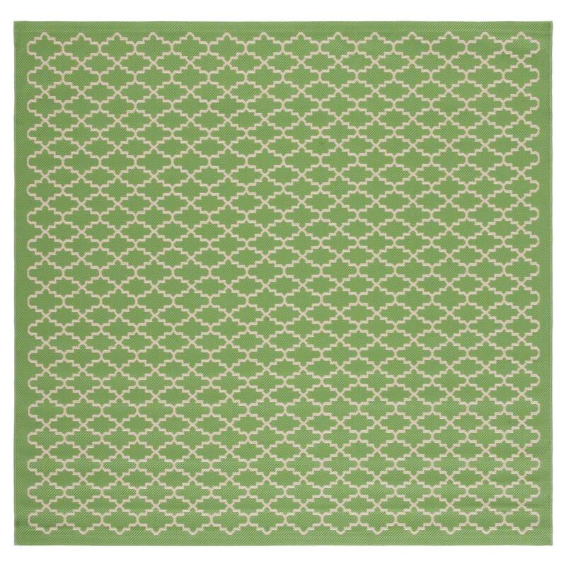 SAFAVIEH Courtyard Gerdi Indoor/ Outdoor Patio Backyard Rug - 6'7" Square - Green/Beige