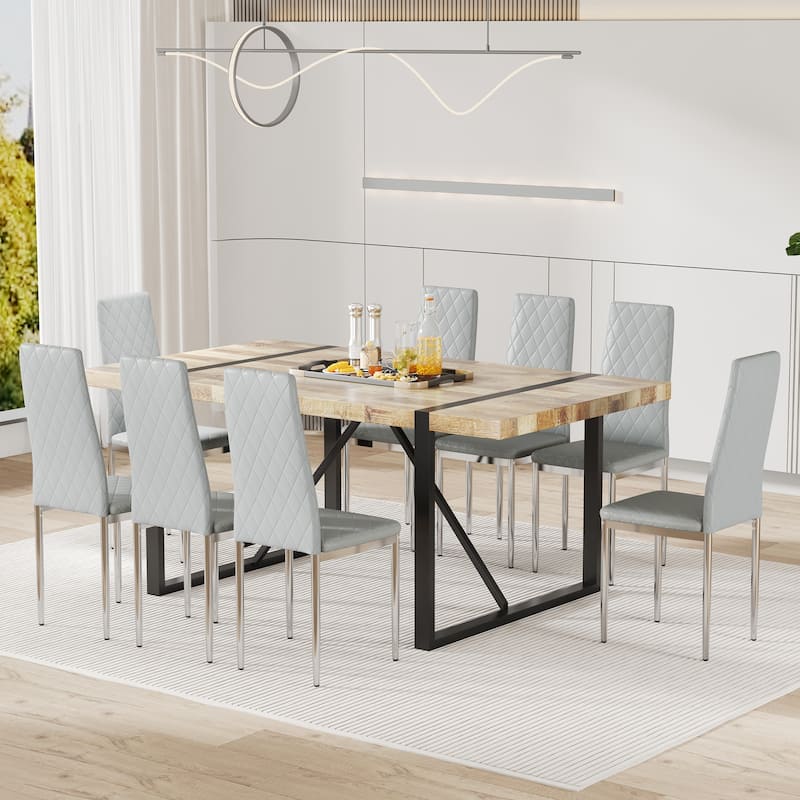 8-Piece Set Dining Chairs, Mid-Back Conference Chairs, 45D High-Density Resilient Sponge Cushion