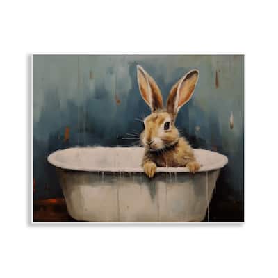 Stupell Baby Bunny in Tub Wall Plaque Art Design By Arlington Prints