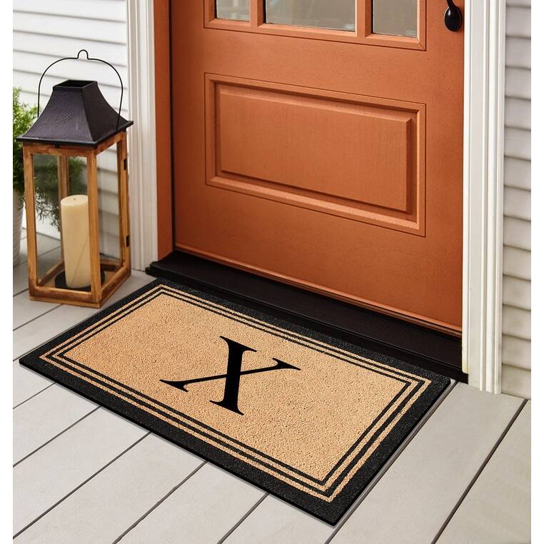 A1HC Natural Coir Monogrammed Heavy Duty PVC Backing Doormat
