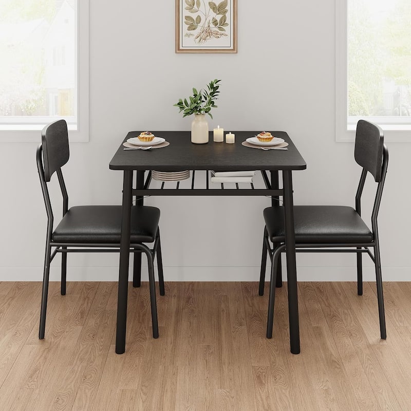 Kitchen Dining Table for 2 with Storage Rack Set for Small Space, Apartment