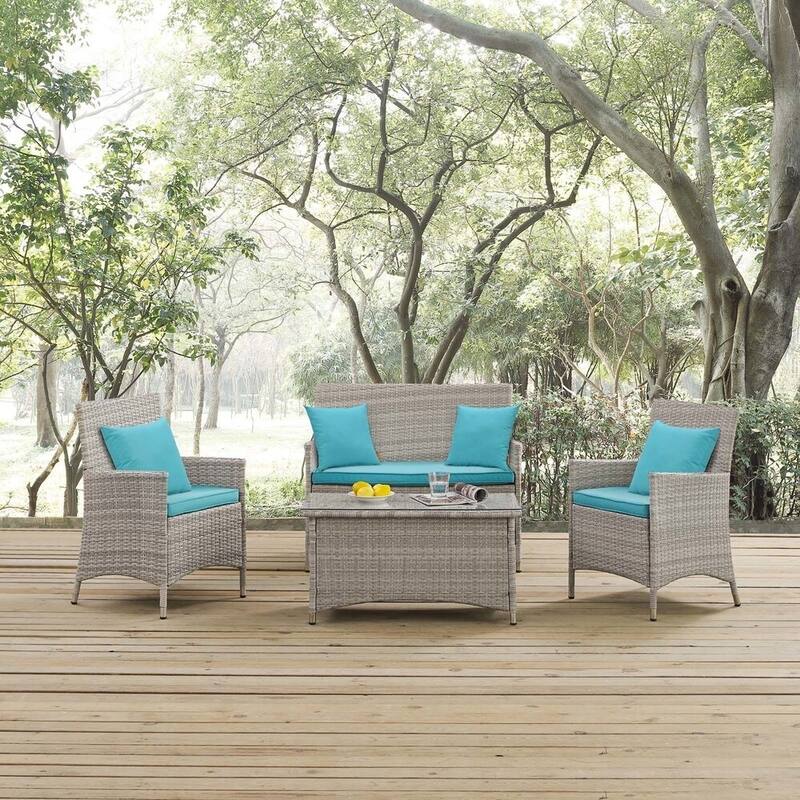 Modway Bridge Rattan 4-piece Outdoor Patio Set with Cushions