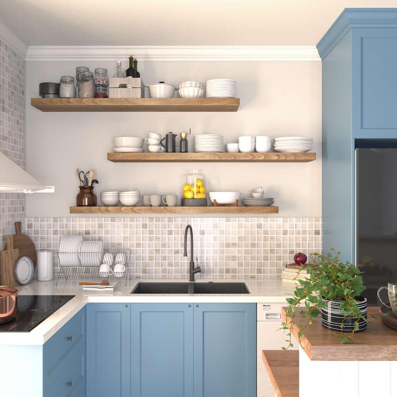 Wallniture Bois Wood Board 60" Long, 10'' Deep, 2" Thick, Hidden Bracket Shelf for Wall, Floating Bookshelf, Special Walnut, 1Pc - Special Walnut