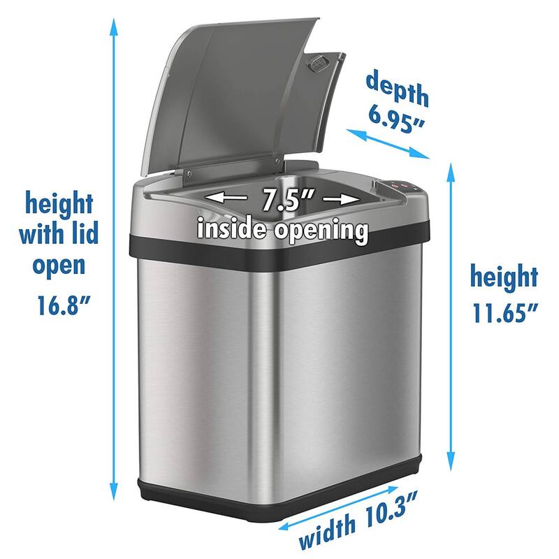 iTouchless 2.5 Gal Stainless Steel Touchless Bathroom Trash Can