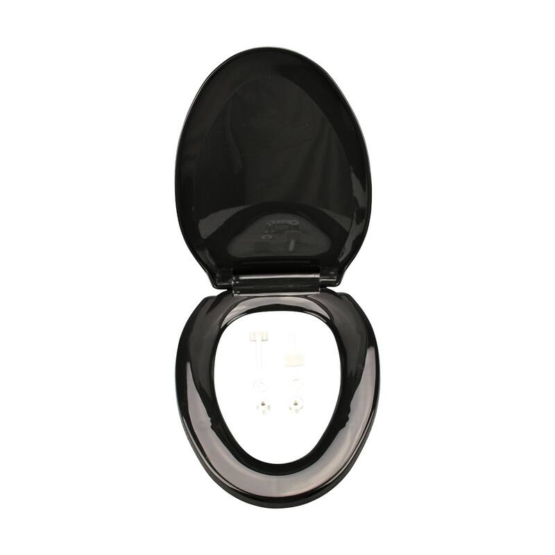Black Plastic Elongated Toilet Seat Slow Close Toilet Seat Lid with Non Slip Seat Bumpers (Set of 2) Renovators Supply
