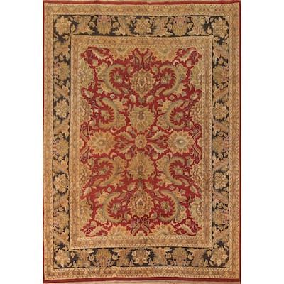 All-Over Floral Agra Oriental Area Rug Hand-Knotted Wool Carpet - 9'0" x 11'9"