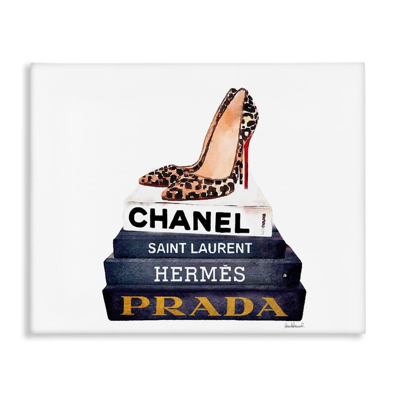 Stupell Glam Fashion Books w/ Pumps Stretched Canvas Wall Art - 24 x 30