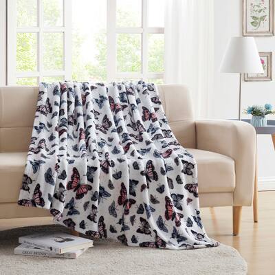 Asher Home Butterfly and Dots 50x60 inches Velvet Plush Throw Blanket