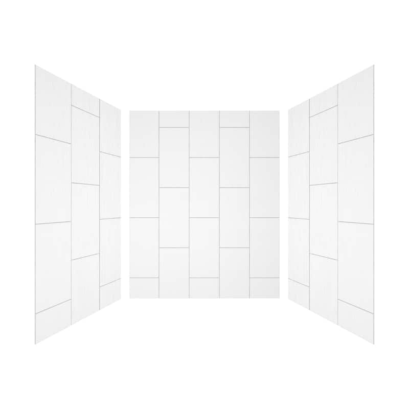 60 in. L x 36 in. W x 75 in. H Three-Piece Glue Up Alcove Shower Wall Surround in White - 60 x 75