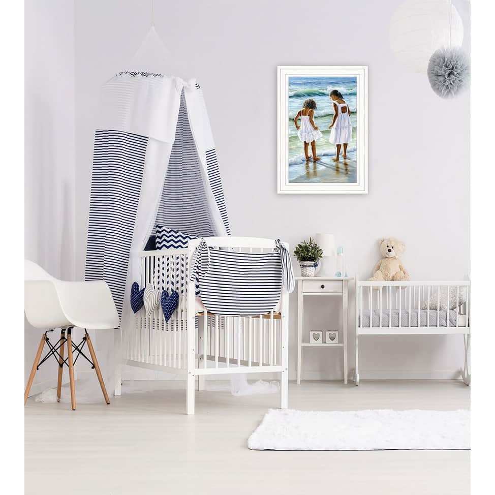 TrendyDecor4U "Two Girls at the Beach" Framed Print Wall Art by Georgia Janisse - Coastal