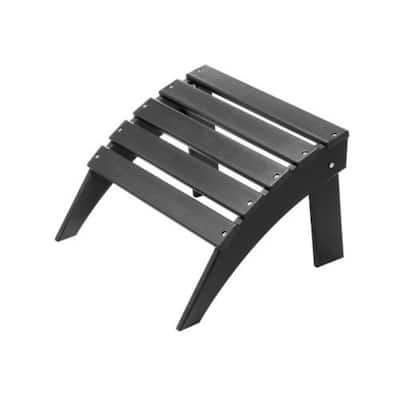Black HDPE Foldable Adirondack Ottoman Footrest, Ergonomic Design - 18.7” L x 19.7” W x 13” H