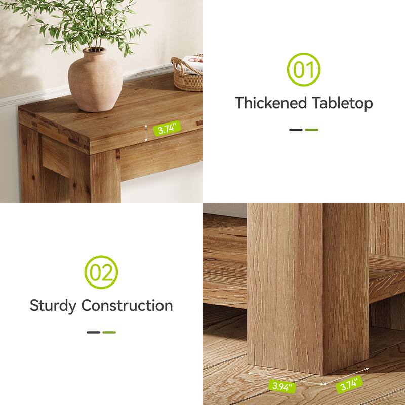 43.3" Solid Wood Console Table with 2-Tier Storage, Sofa Table