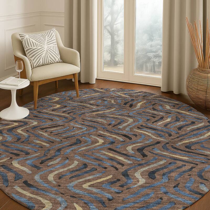 Machine Washable Indoor/ Outdoor Modern Jamie Chantille Rug