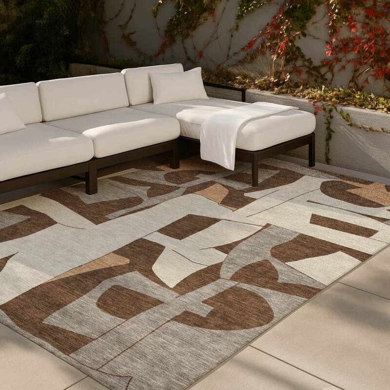 Machine Washable Indoor/ Outdoor Modern Crestone Chantille Rug