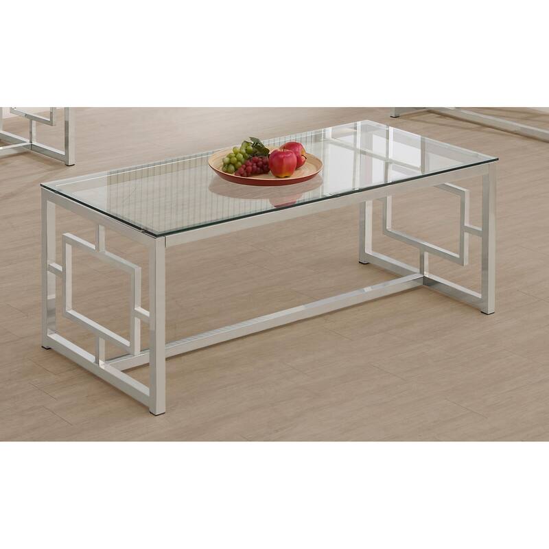 Merced Rectangular Glass Top Coffee Table Nickel