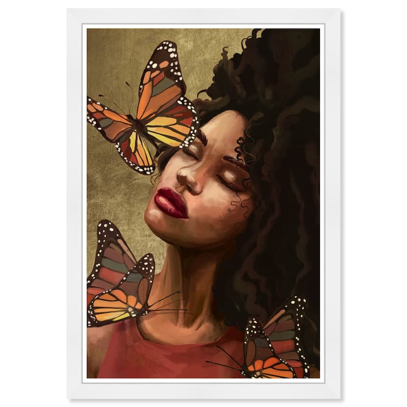 Wynwood Studio Prints Fashion and Glam Golden Fall Butterflies Gold and Metallic Gold Glam Wall Art Canvas Print