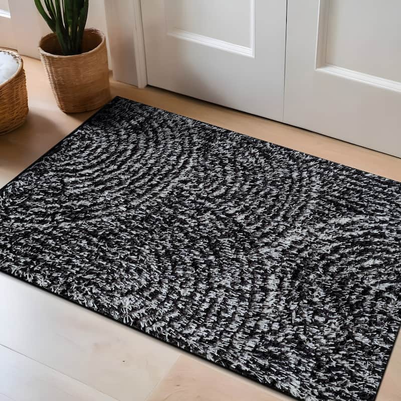 Circles Arch Shag Rug - Durable & Soft for High-Traffic Areas - Anthracite Dark Gray - Kid Friendly - 2' x 3'