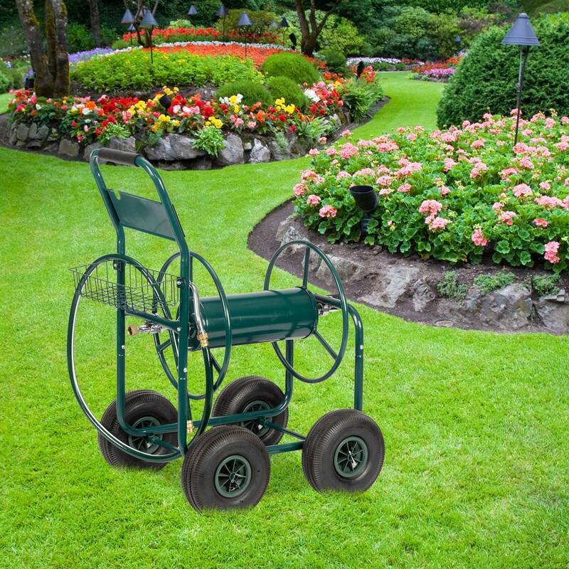 Iron Four-Wheel Hose Reel Cart