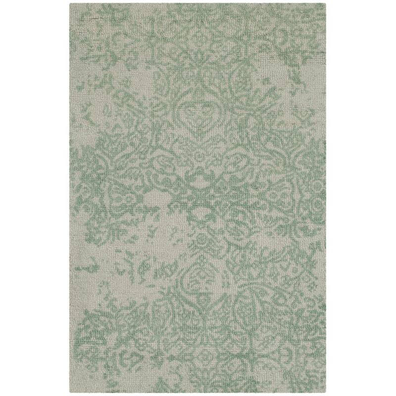 SAFAVIEH Handmade Restoration Vintage Distressed Boho Olegaria Oriental Wool - 2' x 3' - Grey/Turquoise - Runner/Rectangle