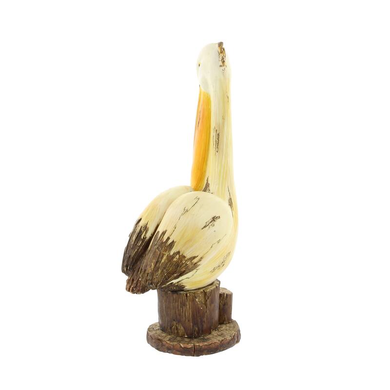 Cream Polystone Pelican Decorative Sculpture