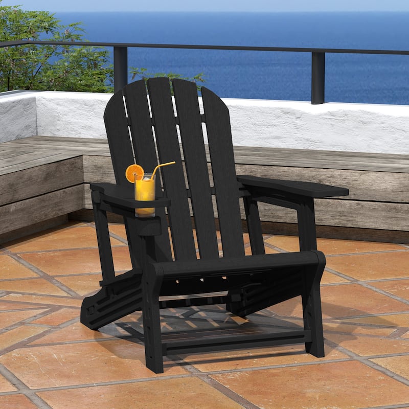 Polytrends Coastline Outdoor Poly Adirondack Chair with Cup Holder