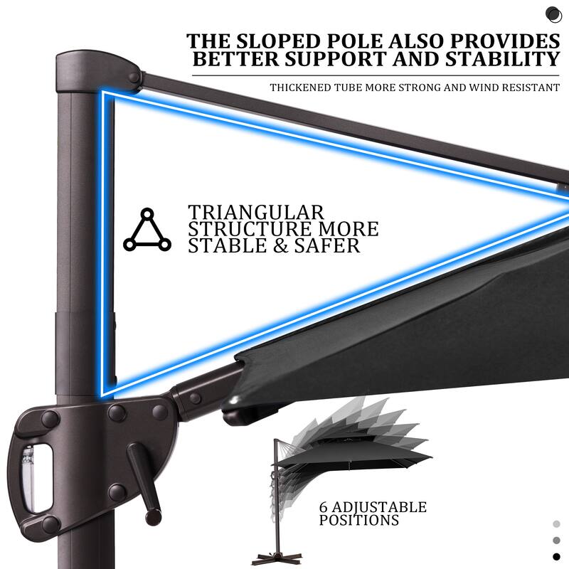 VredHom Outdoor Square Patio Cantilever Umbrella with Base Stand