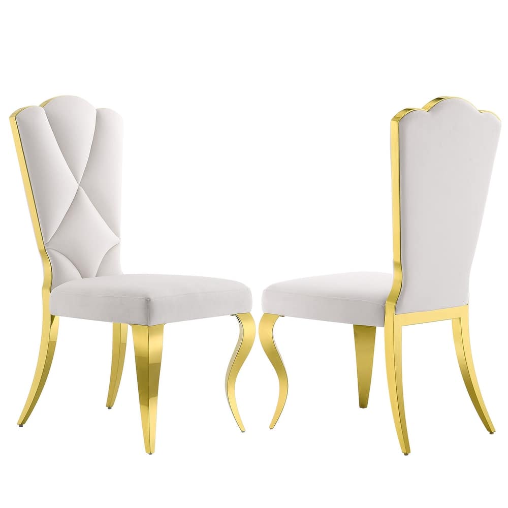Luxury Velvet Upholstered Dining Room Chairs with Shell-Shaped Back and Stainless Steel Legs