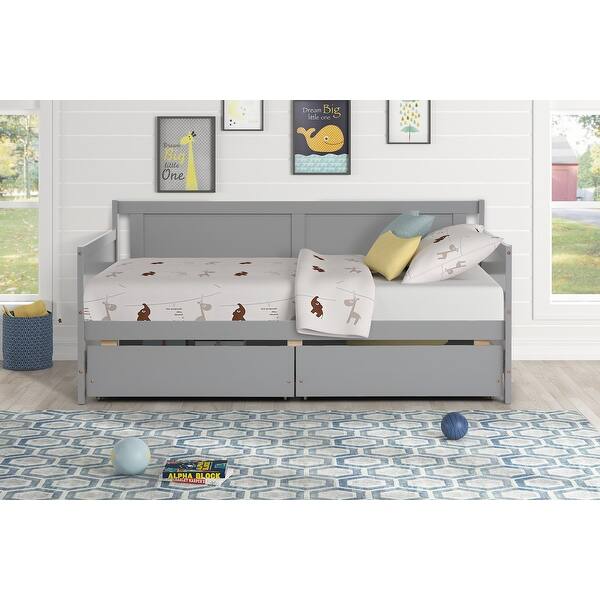 slide 2 of 13, Daybed with two drawers, Twin size Sofa Bed Grey