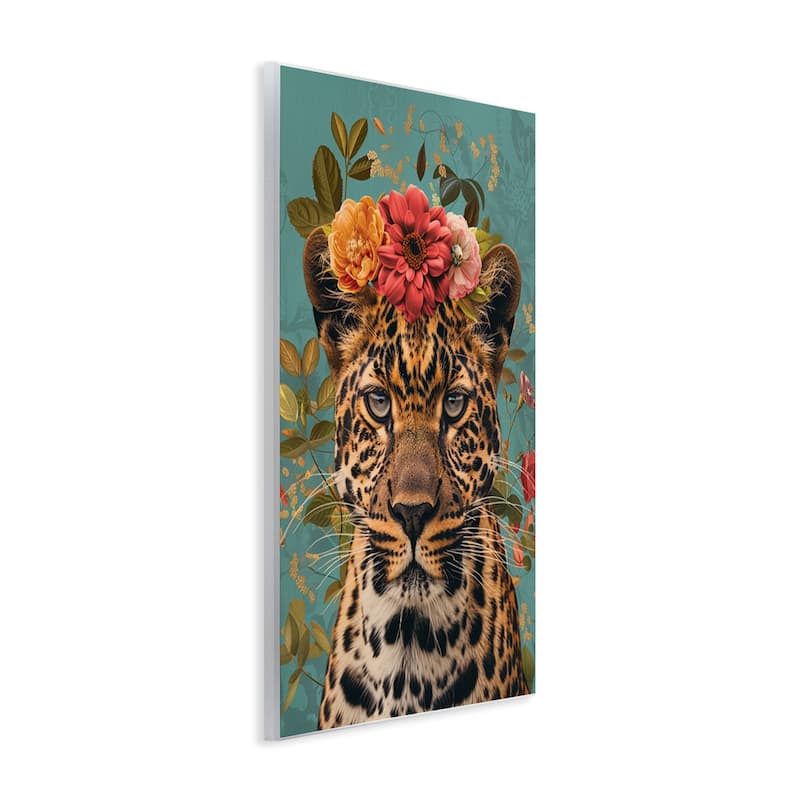 Stupell Floral Crown Wild Cheetah Wall Plaque Art Design By LSR Design Studio