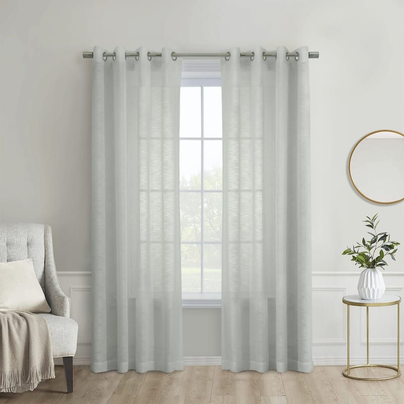 Boucle Sheer Grommet Curtain Panel - 52" x 108" - Light Grey