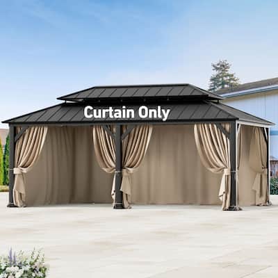 Gazebo Curtain Replacement Universal 6-Panel Sidewalls 12' x 20', Outdoor Gazebo Privacy Curtains with Zipper (Curtain Only)