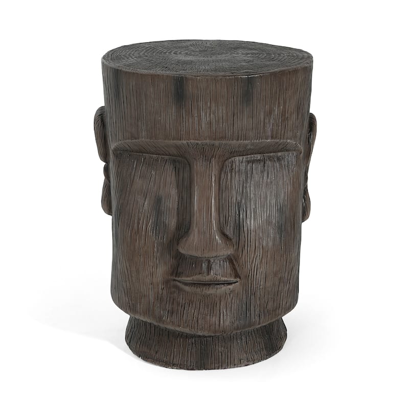 Christopher Knight Home - Evadne Outdoor Ancient Moai Head MGO Side Table with Hand-Finished Texture