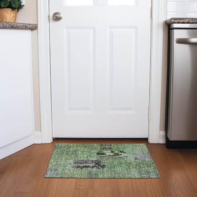 Machine Washable Indoor/ Outdoor Chantille Vintage Persian Patchwork Rug