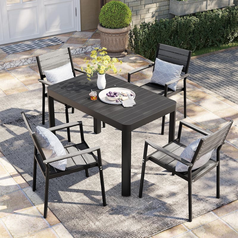 Pellebant Outdoor Dining Table Aluminum Extendable Table - 46.1" / 63.8" (L) x 27.6" (W) x 29.9" (H)