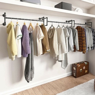 Industrial Pipe Wall Garment Clothes Rack Hanging Rod - Bed Bath ...
