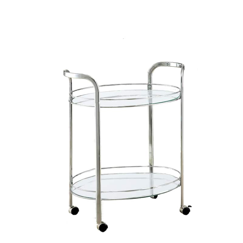 O'Fredericks Contemporary Chrome Metal 2-Shelf Serving Cart by Silver Orchid