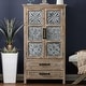 preview thumbnail 3 of 9, Farmhouse Wood and Metal 2-Drawer 2-Door Storage Cabinet - 4-Ft Tall